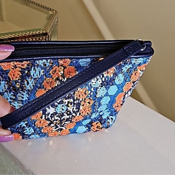 #437 Vera Bradley Sparkle Wristlet Marrakesh Beads NavyOrange Light Blue - Picture 4 of 7
